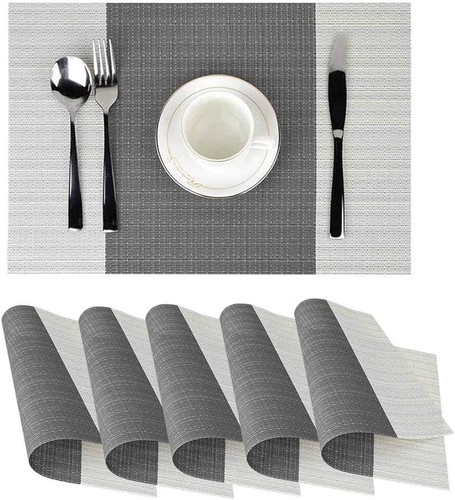 Vinyl placemats set grey - vinyl,
