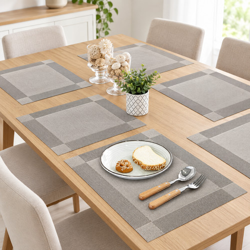6pcs grey pvc placemats non - 6pcs,