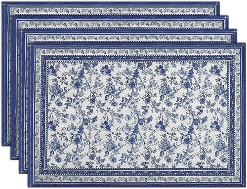 Floral branches blue placemats - floral,