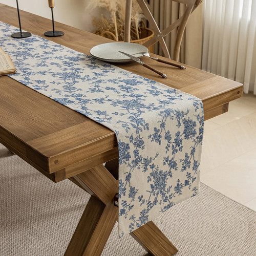 Cotton linen blue printed - cotton,
